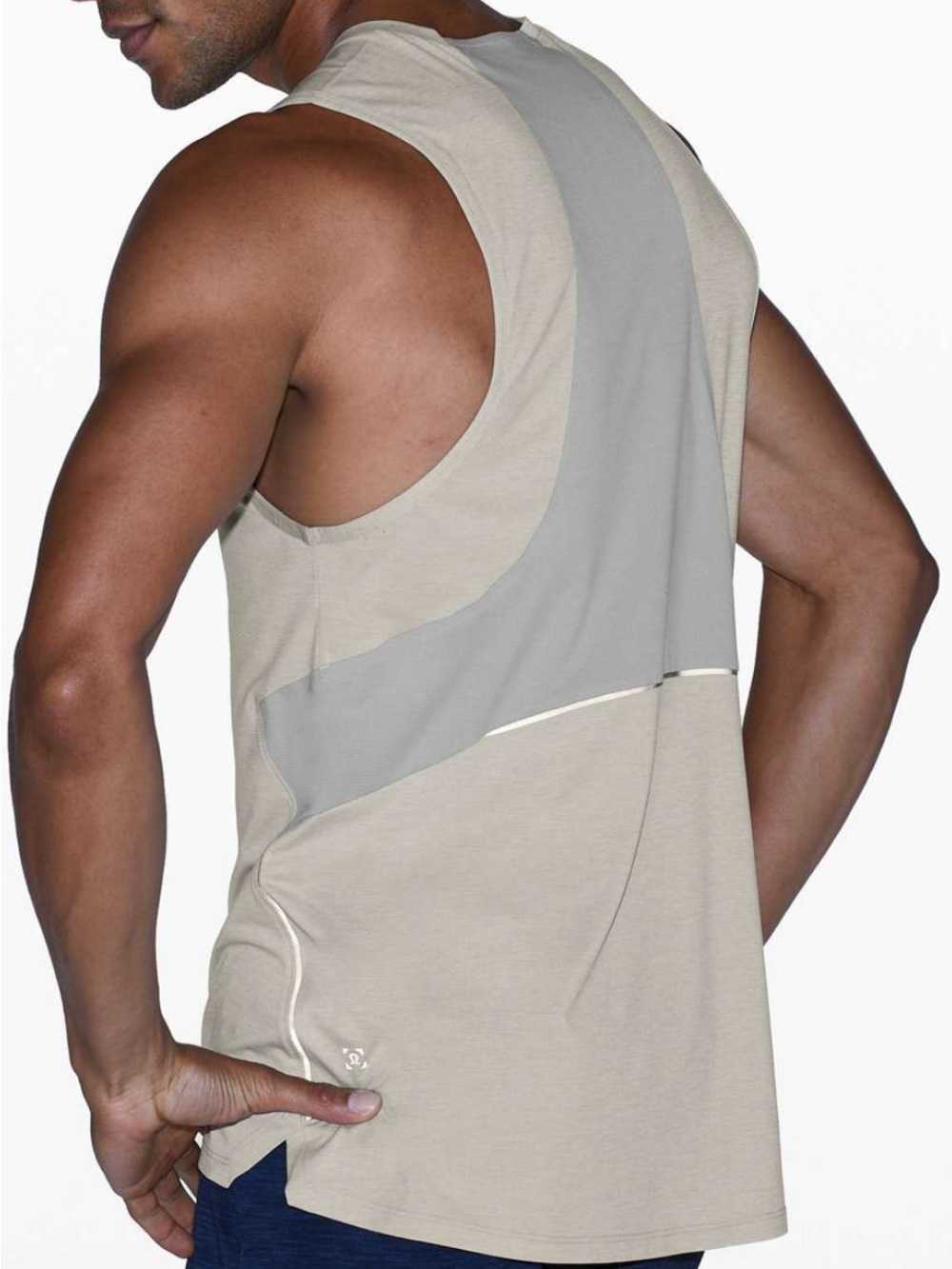 lululemon athletica Men's Tank Top in Light Beige and Gray Back Panel